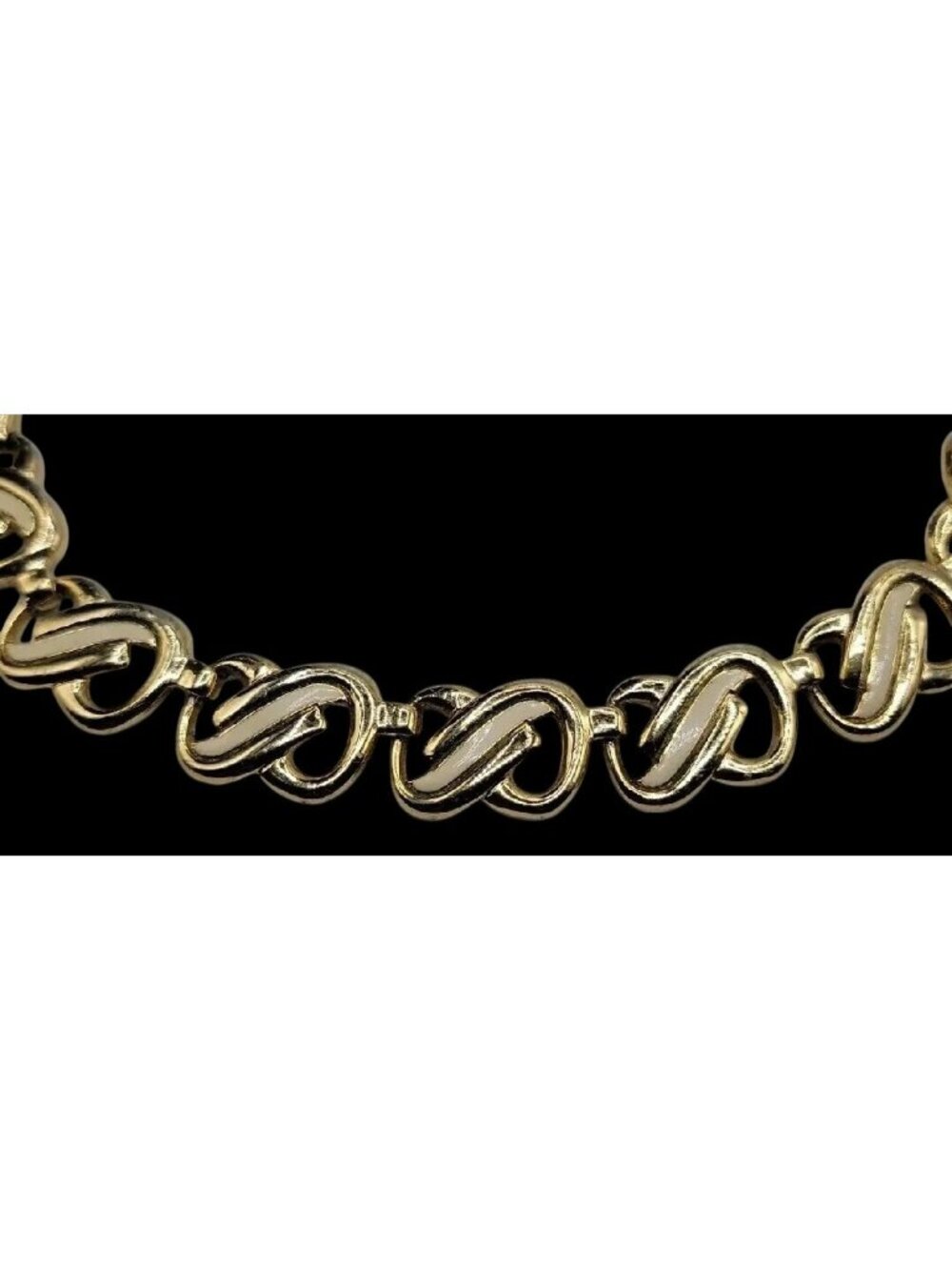 Vtg HR Paris Helena Rubinstein Gold Tone Enamel Interlocking Choker Necklace 16" - Picture 8 of 16